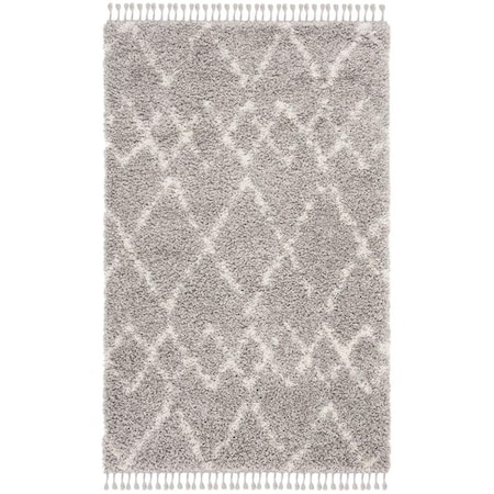 Safavieh 5 x 8 ft. Pro Lux Shag 434 Power Loomed Rectangle Area Rug; Grey & Cream PLX434F-5